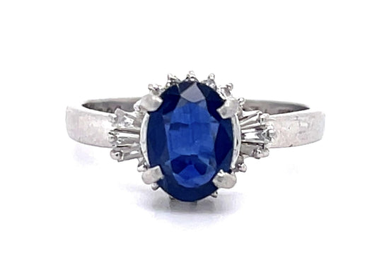 1.24ct No Heat Sapphire (No Cert) .20ct Diamond Platinum Ring 4.50g 6 Size