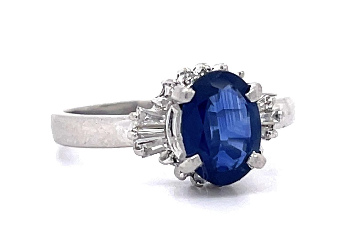 1.24ct No Heat Sapphire (No Cert) .20ct Diamond Platinum Ring 4.50g 6 Size