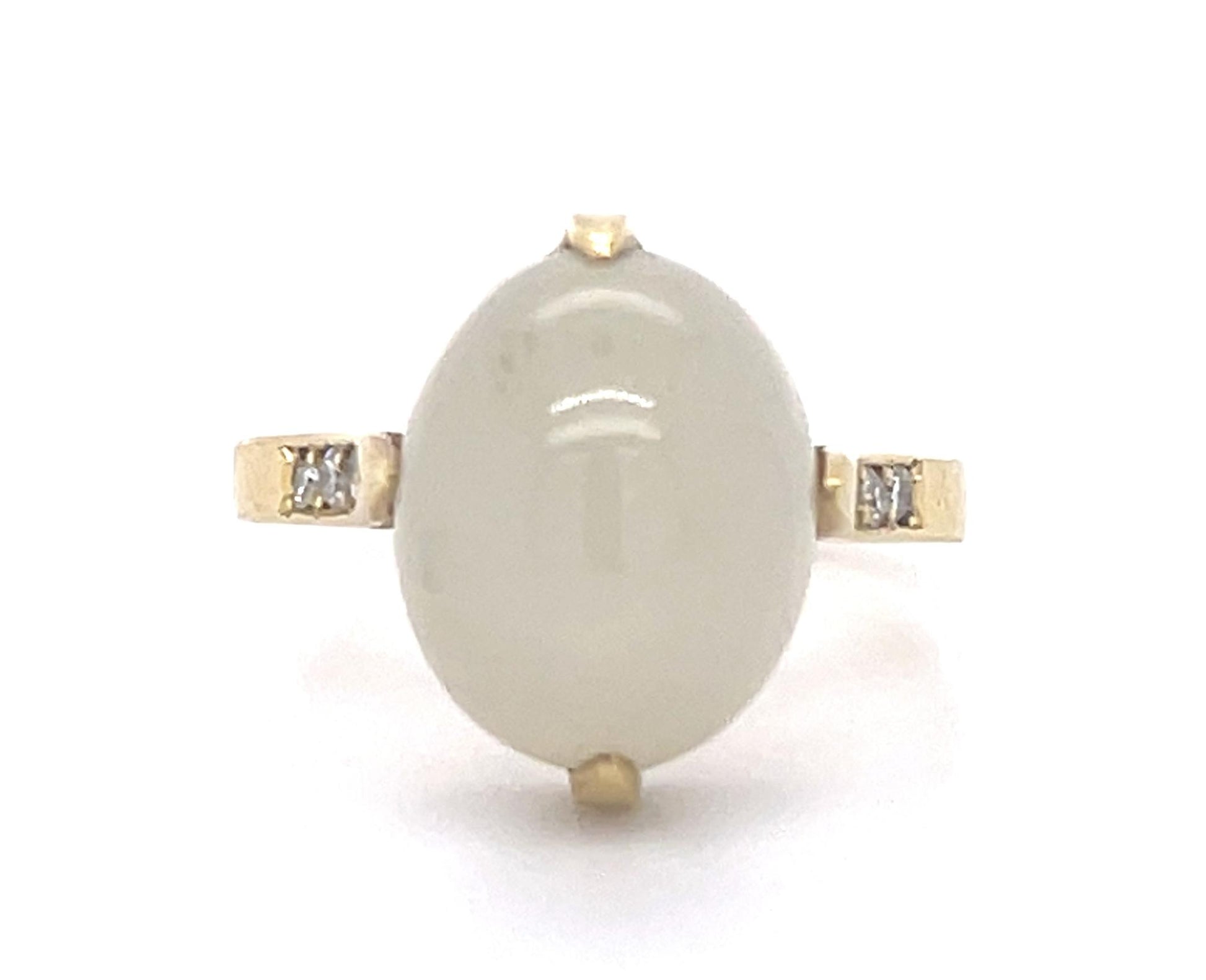 7.17ct Moonstone & .07ctw Diamond 18KY Yellow Gold Estate Ring