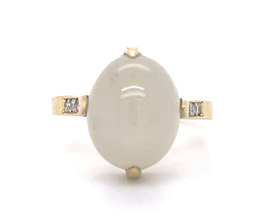 7.17ct Moonstone & .07ctw Diamond 18KY Yellow Gold Estate Ring