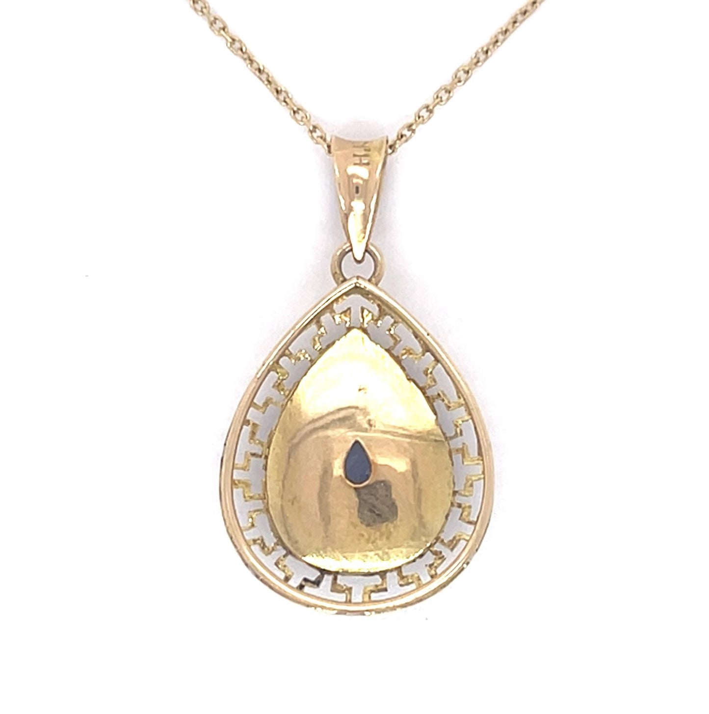 14KY Chalcedony  Pendant 4.4gr Circa 1970s ESTATE  Length 16.50