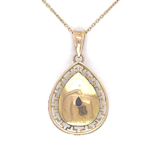 14KY Chalcedony  Pendant 4.4gr Circa 1970s ESTATE  Length 16.50