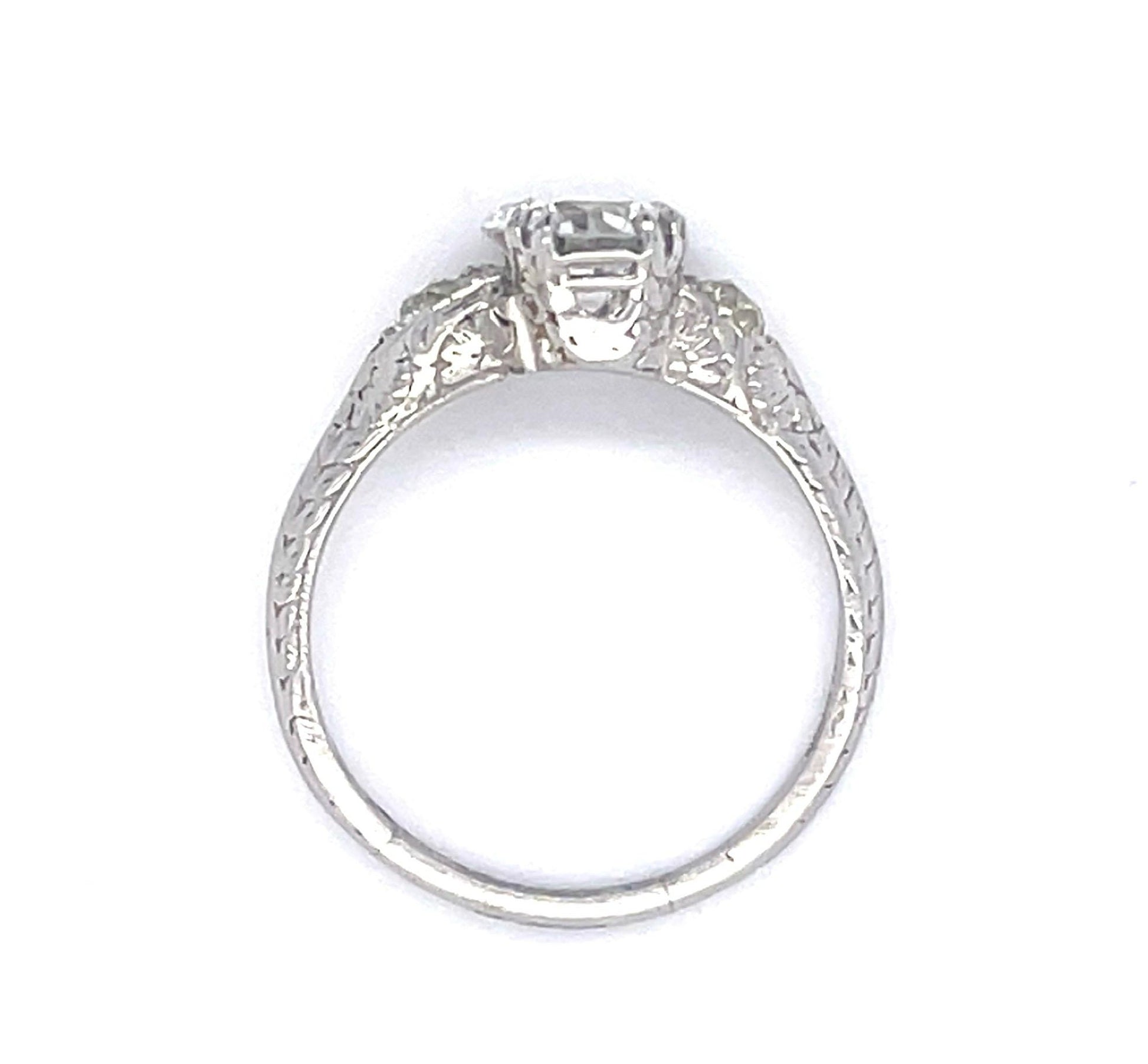 Art Deco (Circa 1930s) .99ct GIA G VS1 Old European Dia .10ct SD Platinum Ring