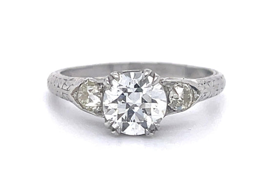 Art Deco (Circa 1930s) .99ct GIA G VS1 Old European Dia .10ct SD Platinum Ring