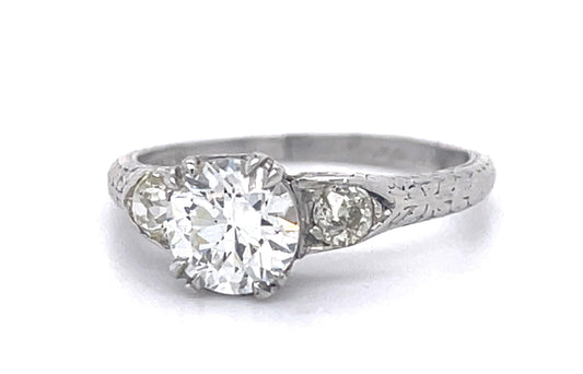 Art Deco (Circa 1930s) .99ct GIA G VS1 Old European Dia .10ct SD Platinum Ring