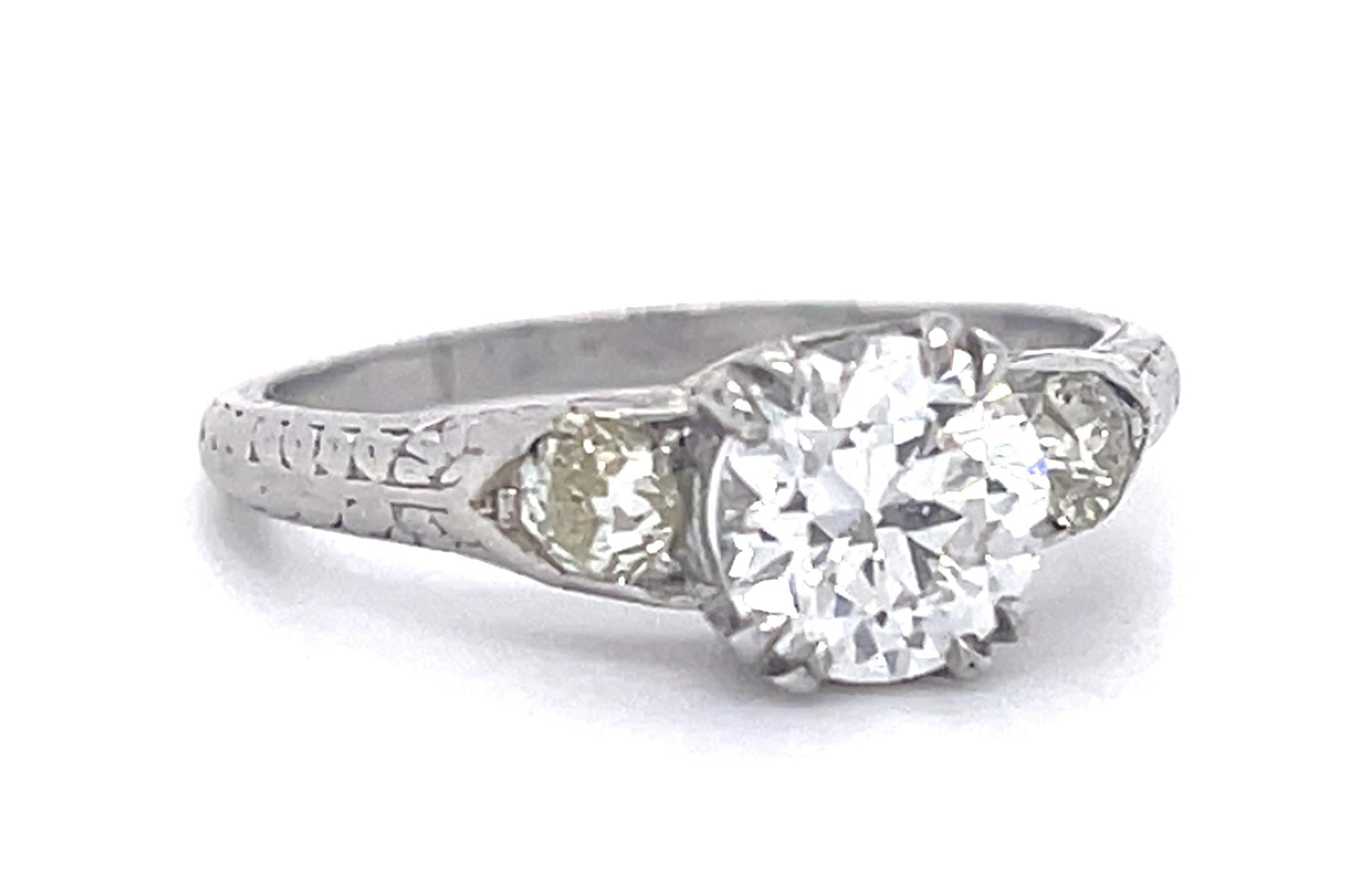 Art Deco (Circa 1930s) .99ct GIA G VS1 Old European Dia .10ct SD Platinum Ring