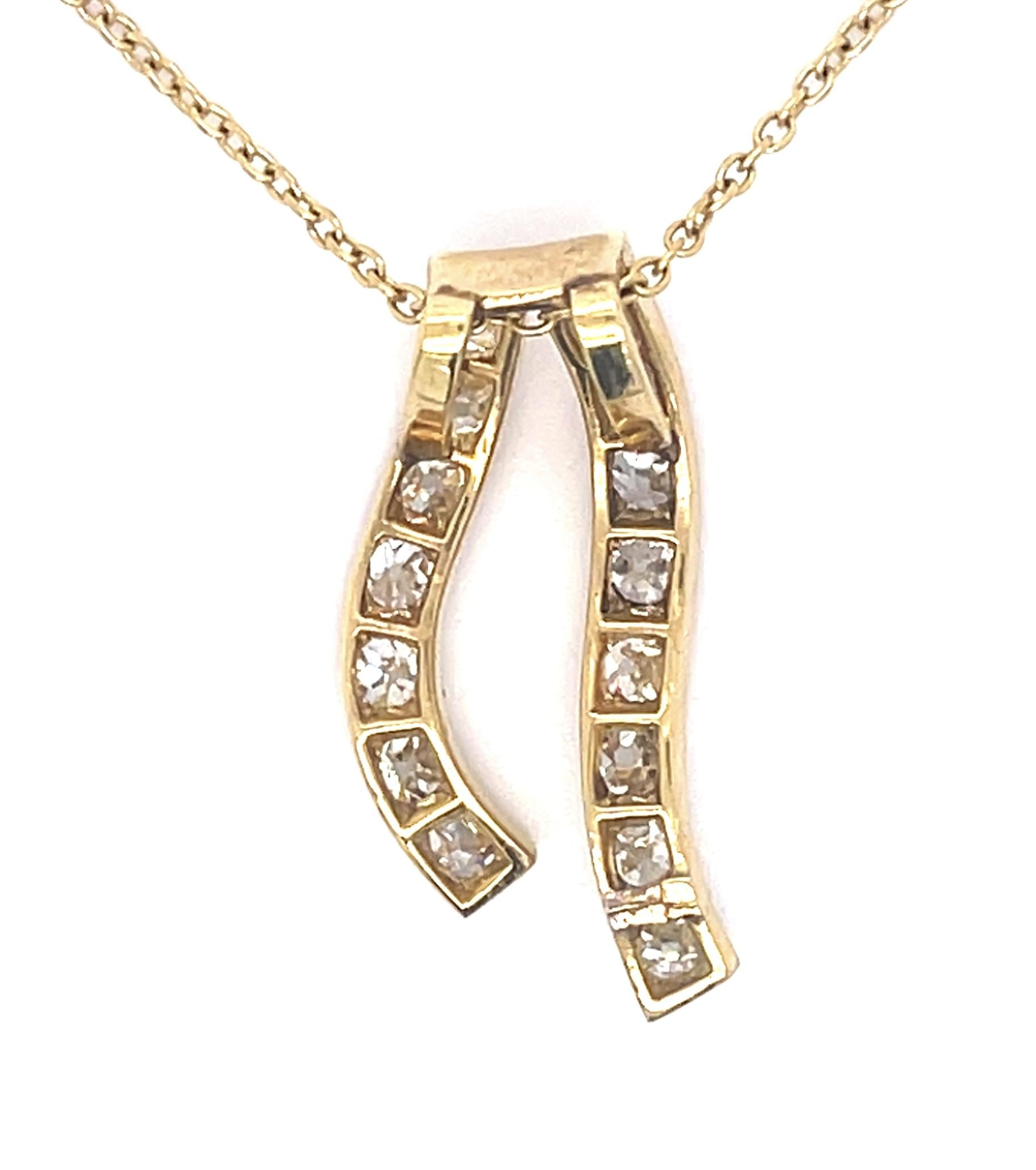 Victorian 1.60ct Diamond Pendant Circa 1880s 4.79g Chain 14k Length 16