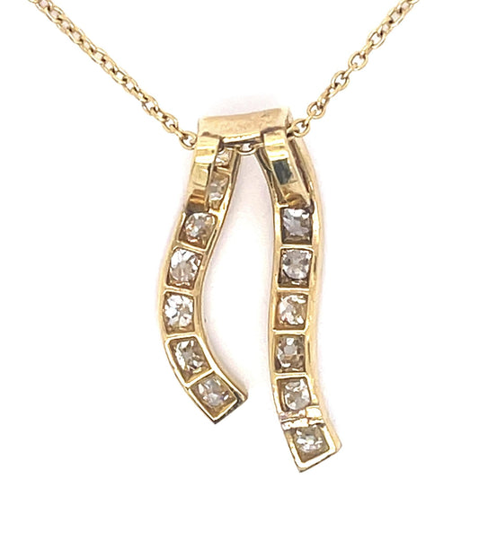 Victorian 1.60ct Diamond Pendant Circa 1880s 4.79g Chain 14k Length 16
