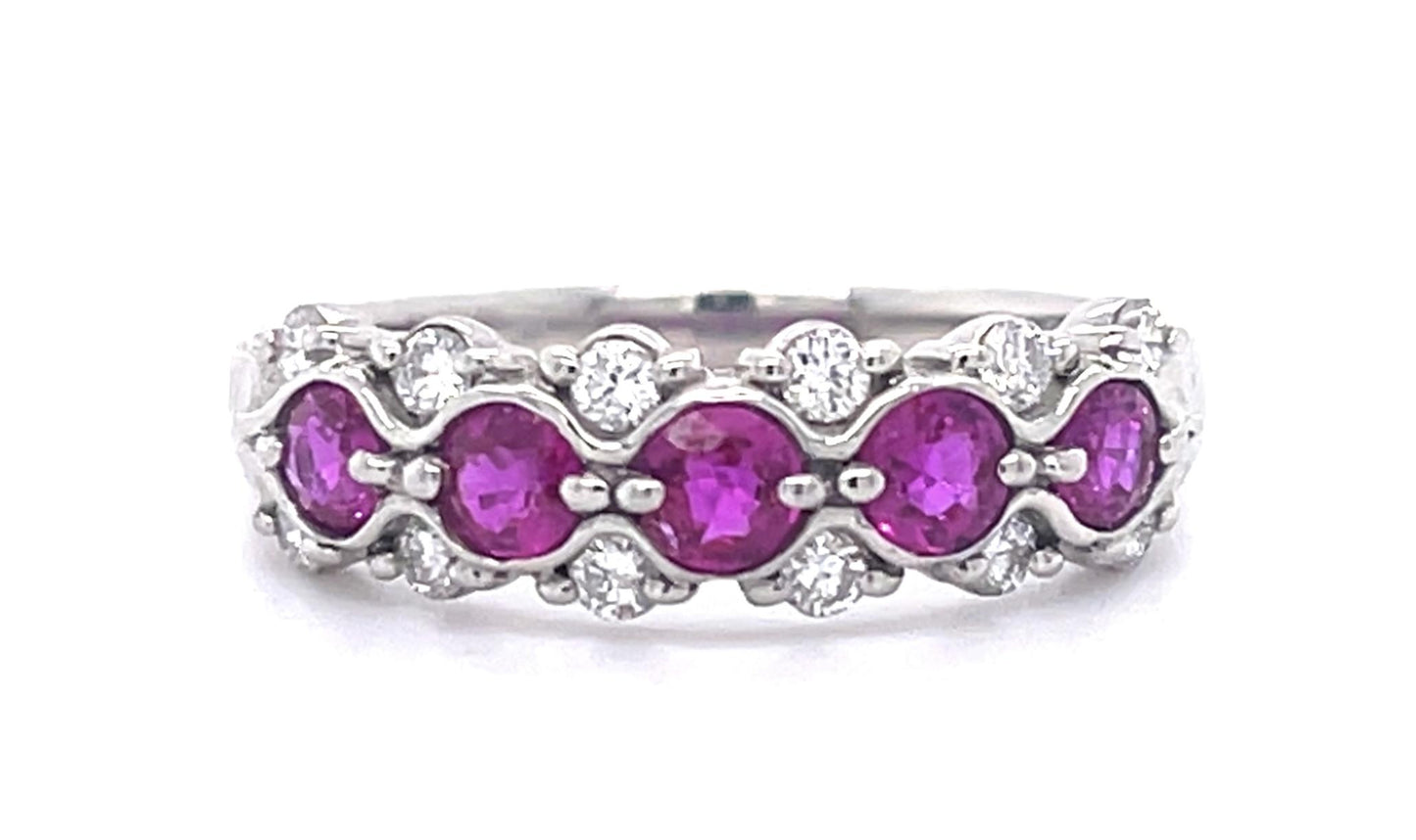 PT Ruby & Diamond Ring 5.3gr 0.77ct(rby) 0.26ct twt(dia) Circa 1980s