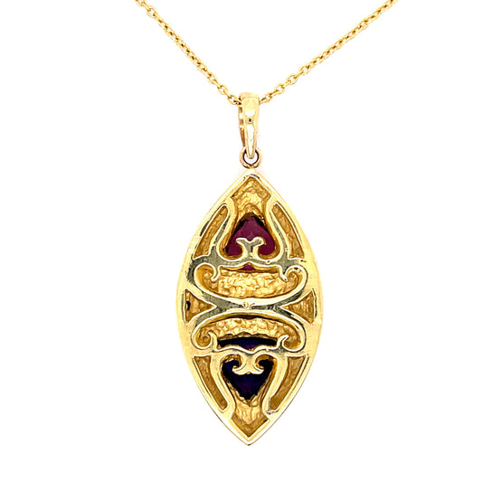 18K2T Tourmaline & Amethyst Pendant 15.6gr 1.75ct(tm) 1.80ct twt(ame) 1970s