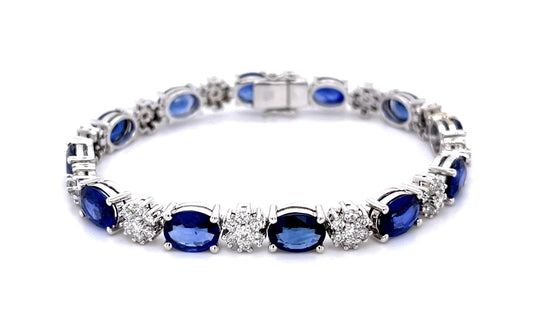 19ct Madagascar Heated Sapphire 6ct Diamond 18KW Bracelet