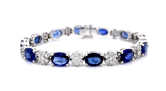 19ct Madagascar Heated Sapphire 6ct Diamond 18KW Bracelet
