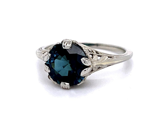 Art Deco 2.25ct Green Tourmaline 14KW Ring 2.16g 6 Size