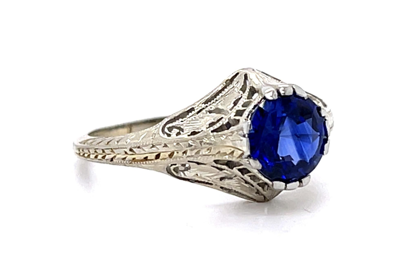 Art Deco 1.55ct Sapphire 18KW Ring (Antique 1930s)