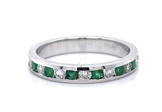 .30ct Emerald .38ct Diamond Platinum Band Ring