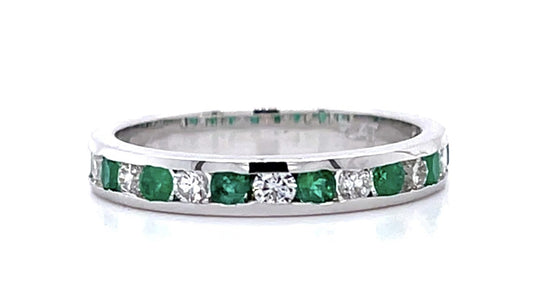 .30ct Emerald .38ct Diamond Platinum Band Ring