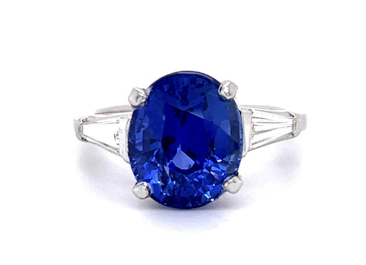 6.72ct Sapphire .68ct Diamond Platinum Ring