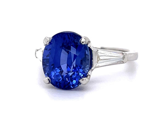 6.72ct Sapphire .68ct Diamond Platinum Ring