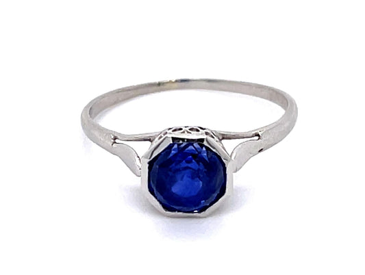 Art Deco 2.25ct Sapphire Platinum Solitaire Ring (Antique 1920s)