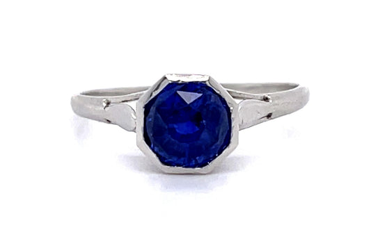 Art Deco 2.25ct Sapphire Platinum Solitaire Ring (Antique 1920s)