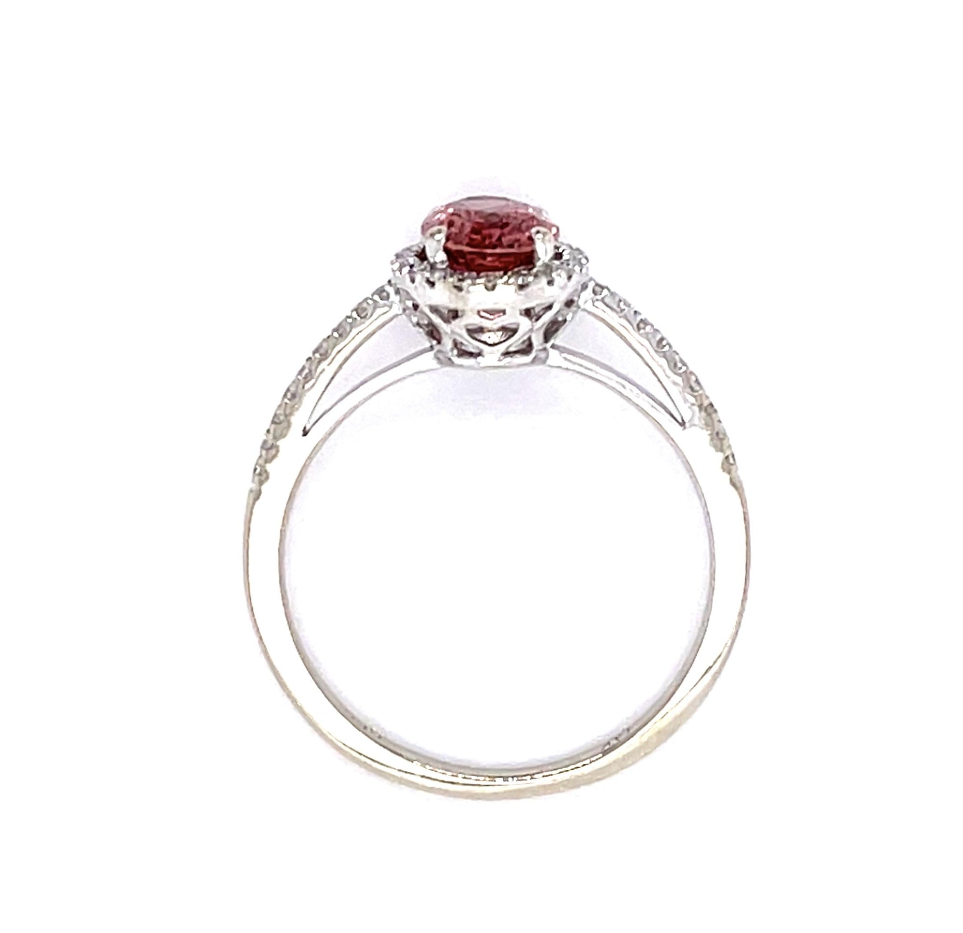 1.20ct Padparascha Sapphire 14KW Ring .40ct Diamond