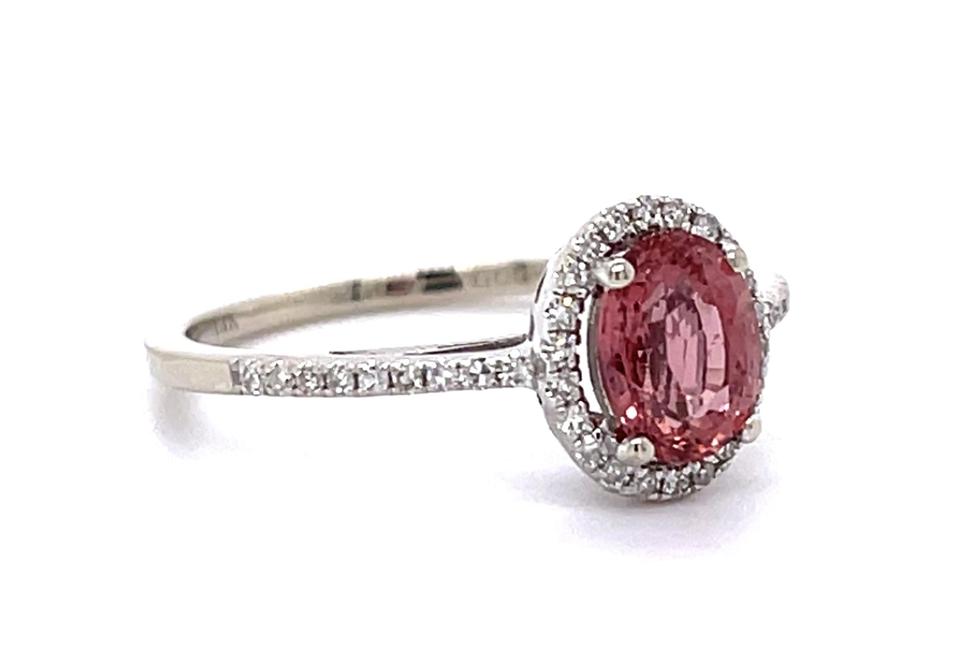 1.20ct Padparascha Sapphire 14KW Ring .40ct Diamond