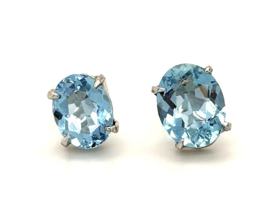 3.72ct Aquamarine 14KW Stud Earrings