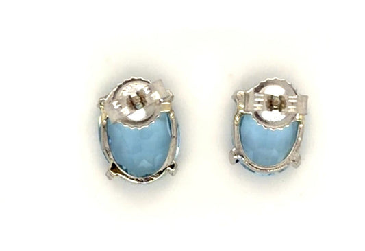 3.72ct Aquamarine 14KW Stud Earrings