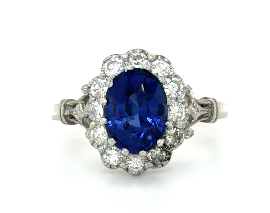 2.63ct Oval Sapphire 1.15ct Diamond Ring
