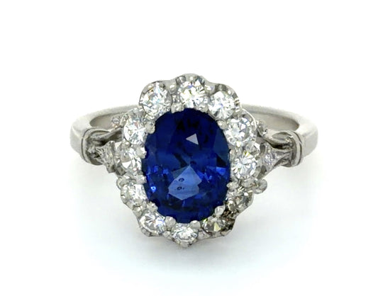 2.63ct Oval Sapphire 1.15ct Diamond Ring
