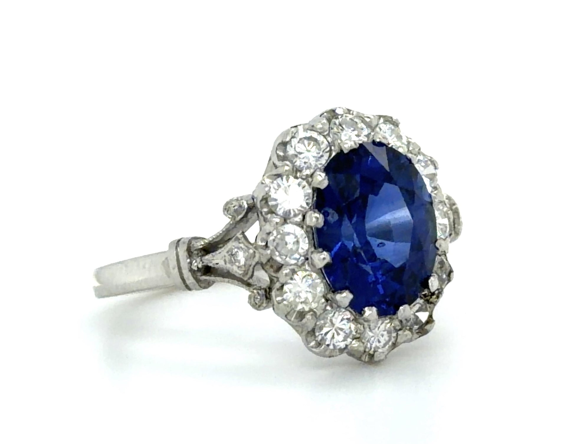 2.63ct Oval Sapphire 1.15ct Diamond Ring