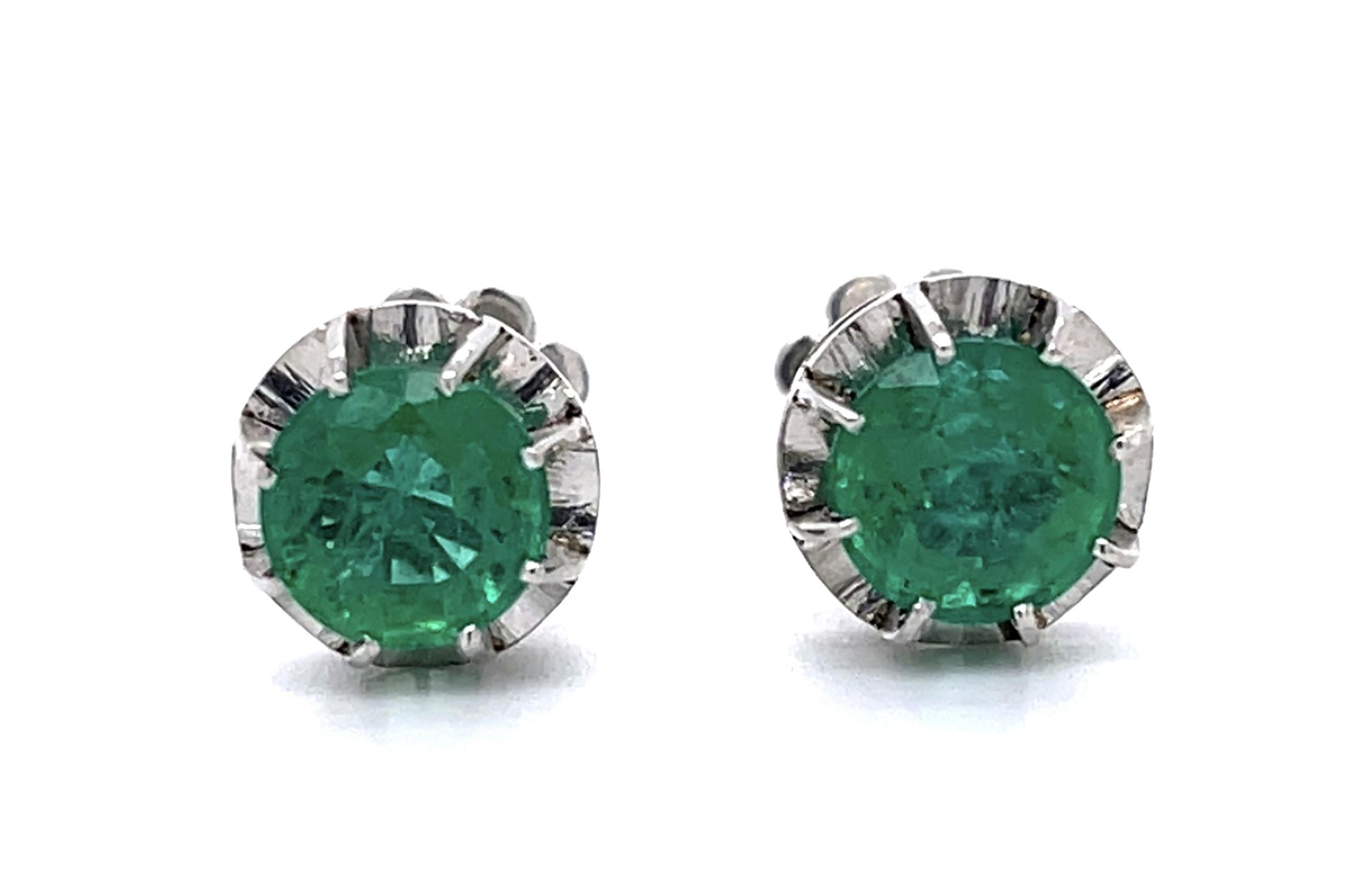 2.37ct Emerald Platinum Stud Earrings
