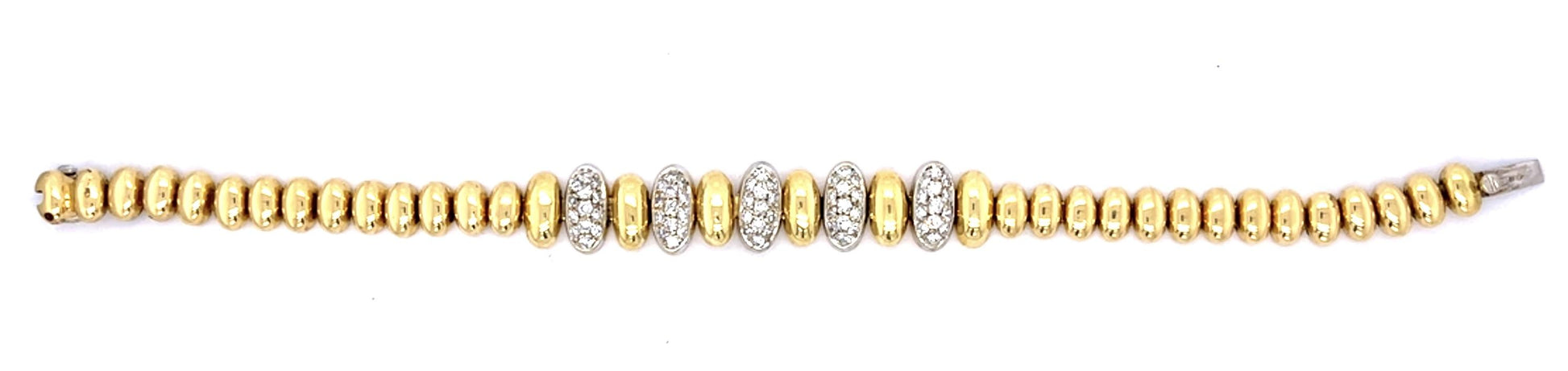 Retro 1.25ct Diamond 18K Two Tone Gold Vintage Bracelet (Circa 1940)