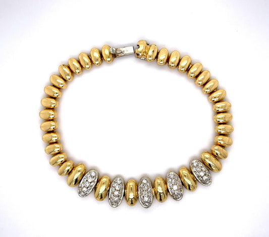 Retro 1.25ct Diamond 18K Two Tone Gold Vintage Bracelet (Circa 1940)