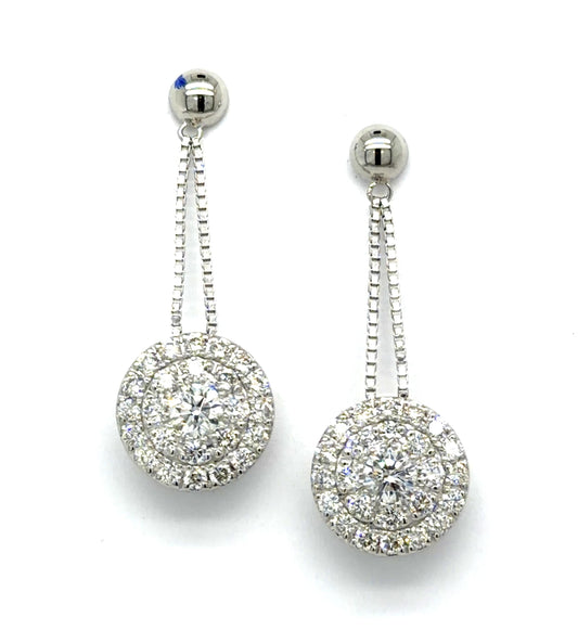 1ct Diamond Platinum Drop Earrings