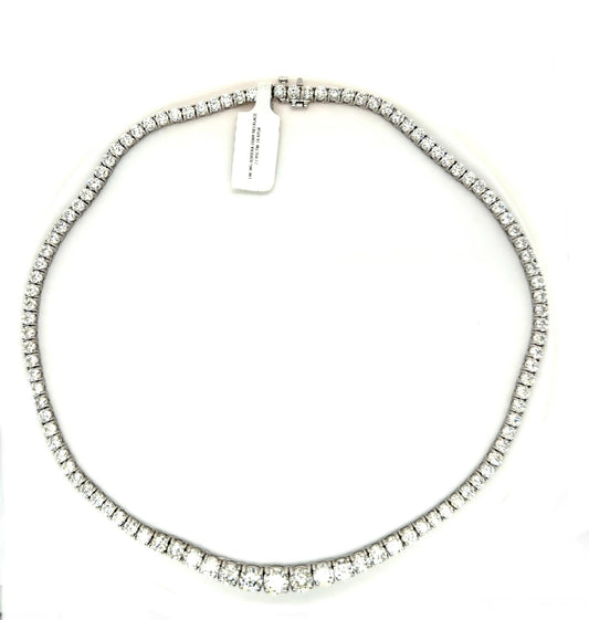 23.85ct Diamond 14KW Riviera Necklace 34.47g