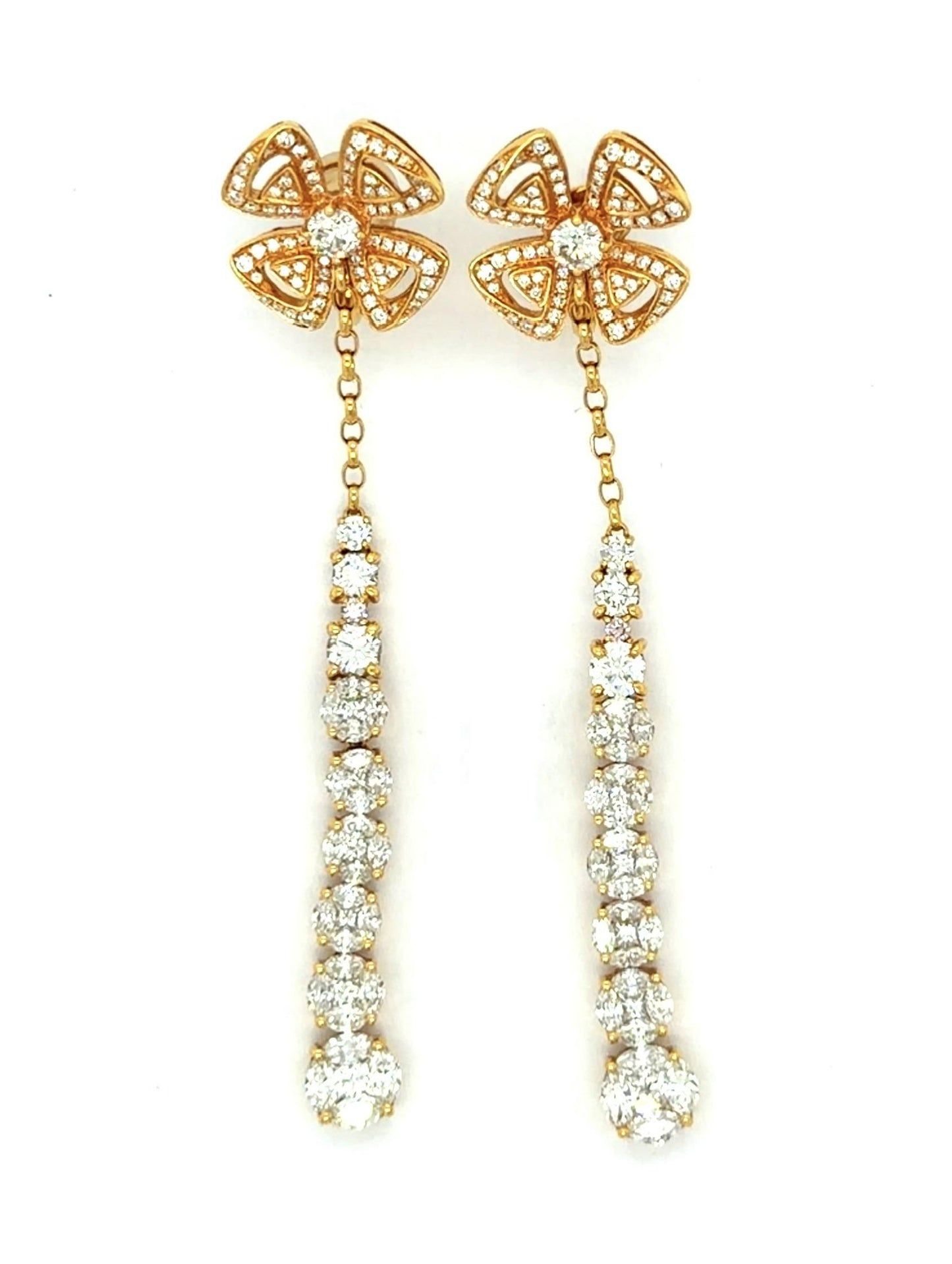 6.58ct Diamond 18KY Rose Gold Drop Earrings