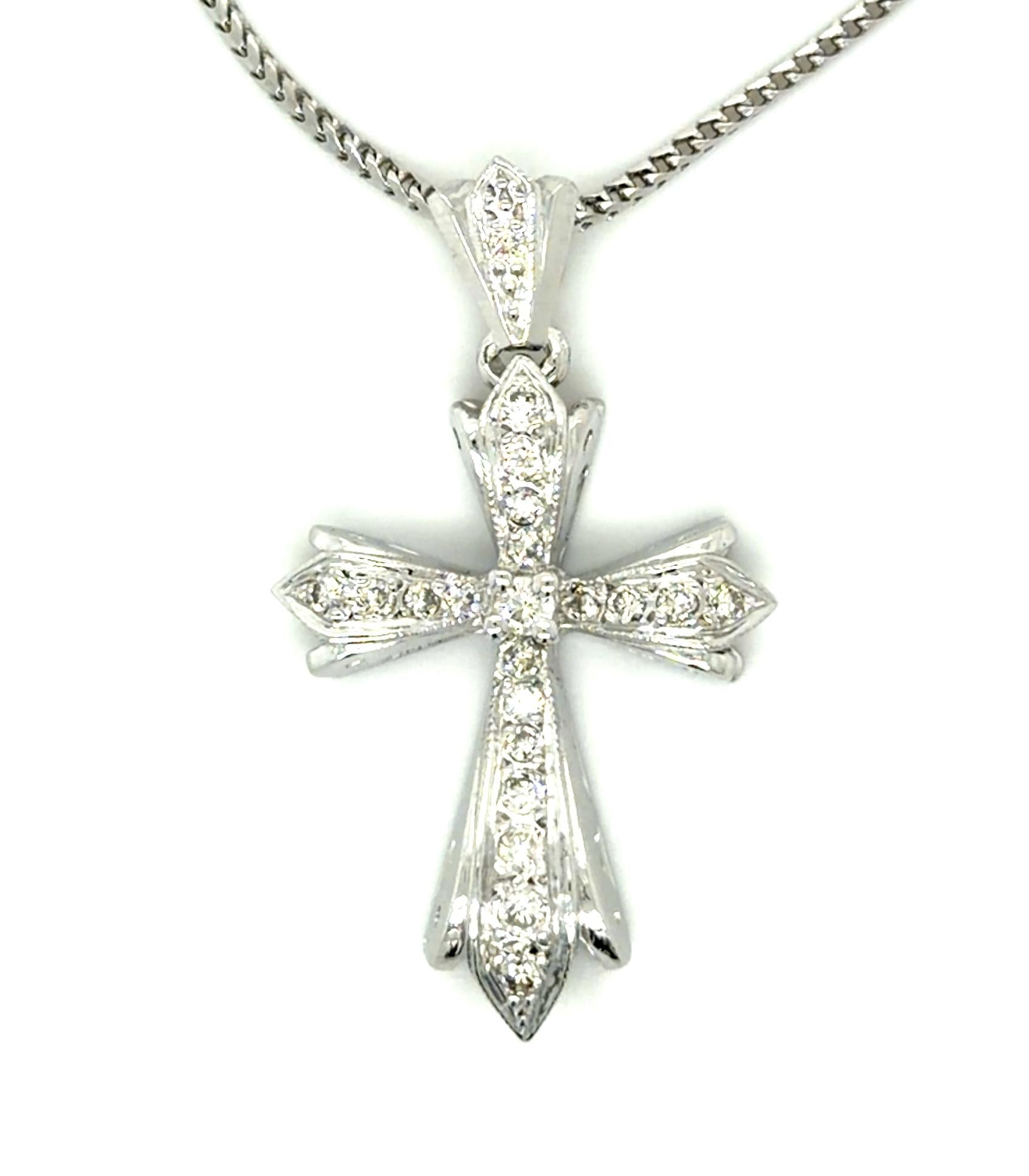 .58ct Diamond 14KW Cross Pendant