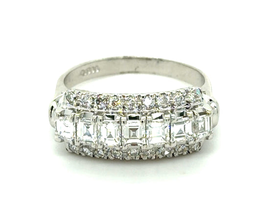 .78ct Emerald-cut Diamond Platinum Ring (Vintage 1950s) .23ct SD