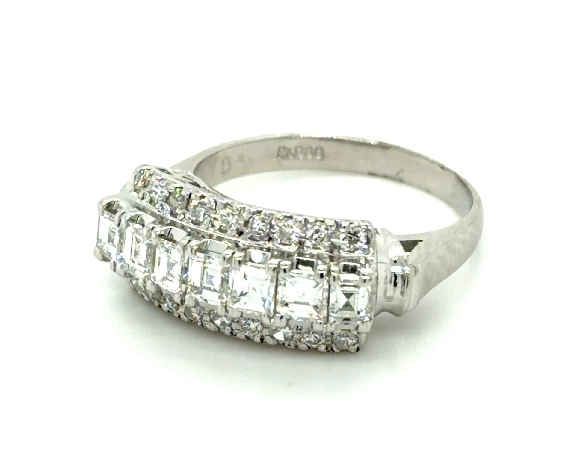 .78ct Emerald-cut Diamond Platinum Ring (Vintage 1950s) .23ct SD