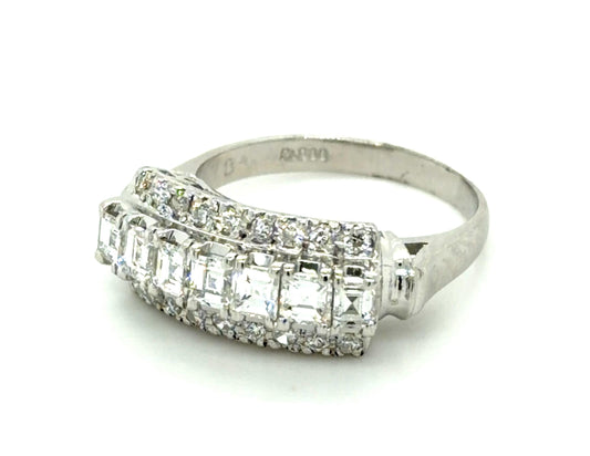 .78ct Emerald-cut Diamond Platinum Ring (Vintage 1950s) .23ct SD