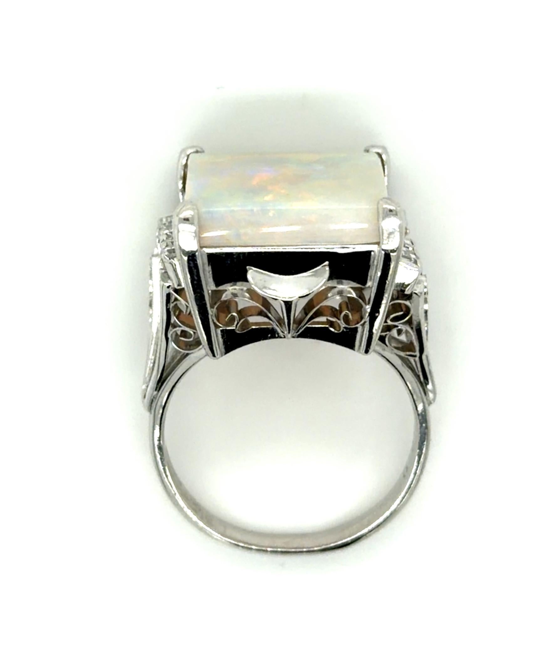6.74ct Australian Opal .42ct Diamond Platinum Ring
