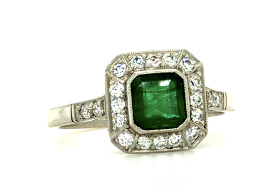 .70ct Colombian Emerald (No Cert) .30ct Diamond Platinum Handmade Ring