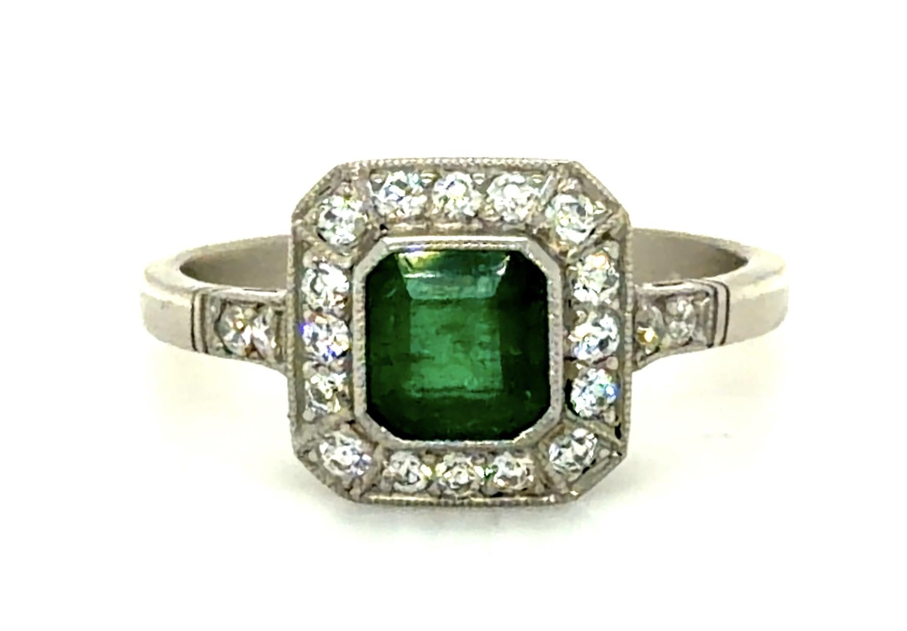 .70ct Colombian Emerald (No Cert) .30ct Diamond Platinum Handmade Ring