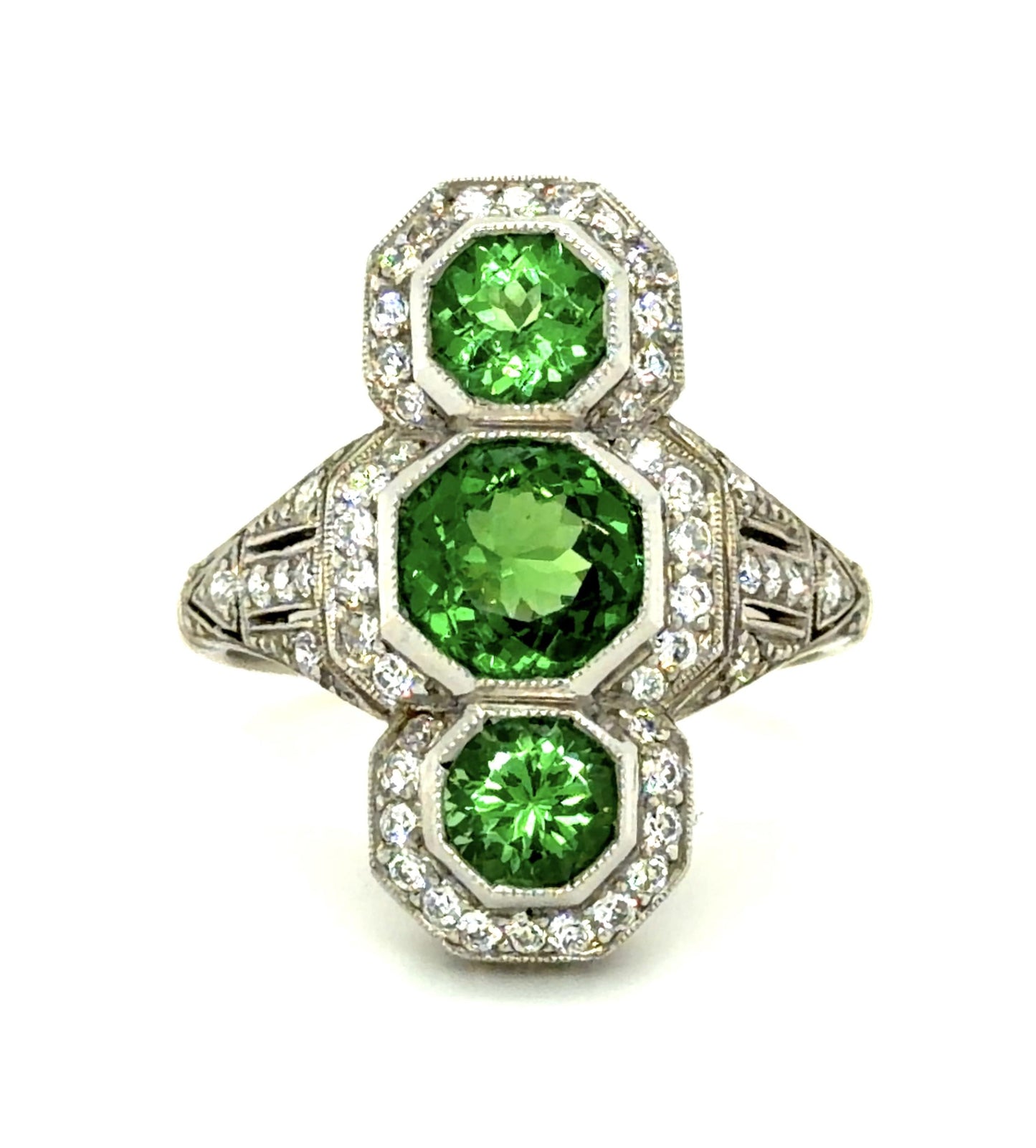2.53ct Tsavorite Garnet .57ct Diamond PT Handmade Ring
