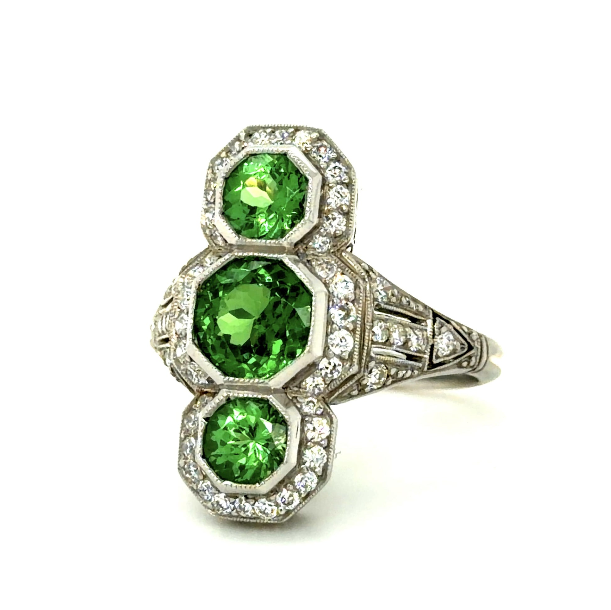 2.53ct Tsavorite Garnet .57ct Diamond PT Handmade Ring
