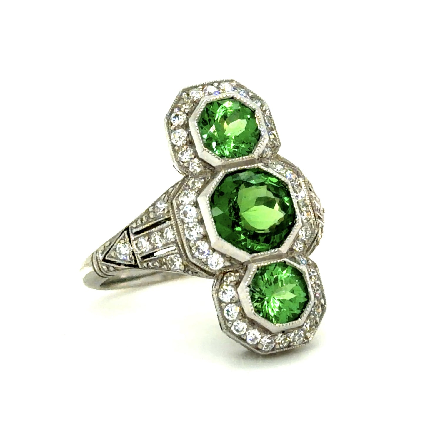 2.53ct Tsavorite Garnet .57ct Diamond PT Handmade Ring