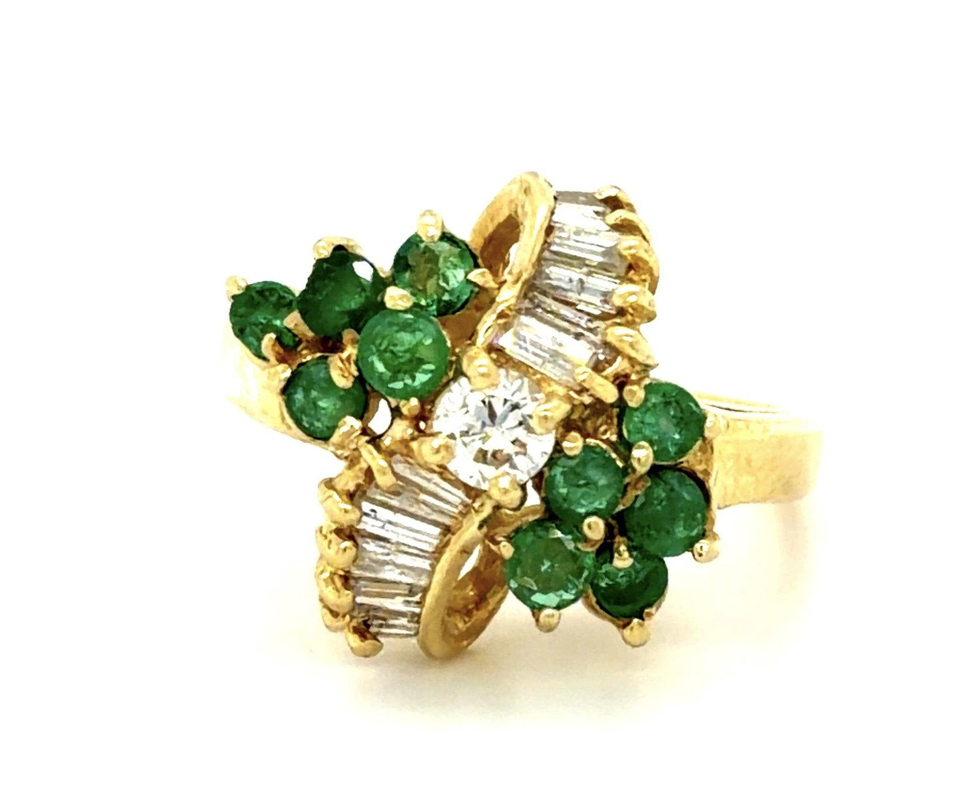 1ct Emerald .68ct Diamond 18KY Ring