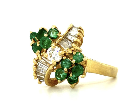 1ct Emerald .68ct Diamond 18KY Ring