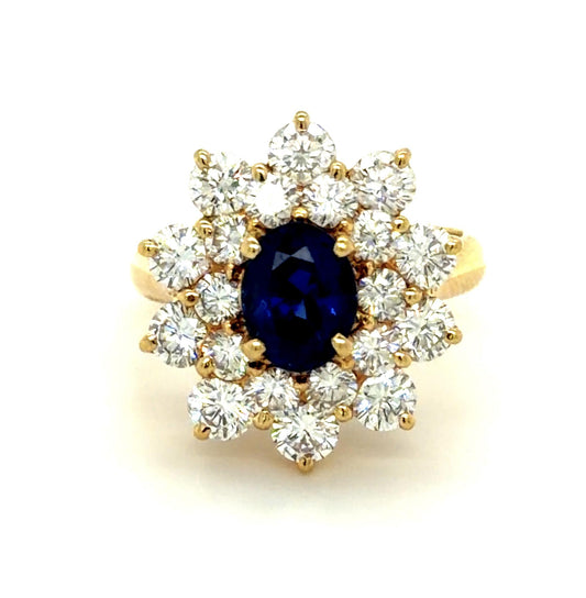 1ct Sapphire 2.50ct Diamond 18KY Ring